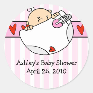 Peeking Baby & Diaper Baby Shower Sticker