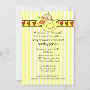 Peeking Baby Duck Neutral Baby Shower Invitation