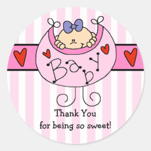 Peeking Baby Girl Baby Shower Sticker