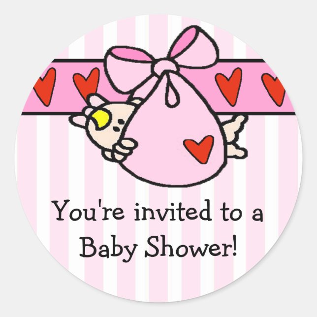 Peeking Baby Girl Baby Shower Sticker (Front)