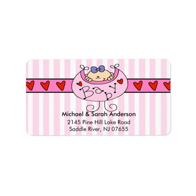 Peeking Baby Girl with Bib Address Label (Front)