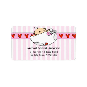 Peeking Baby Girl with Diaper Address Label
