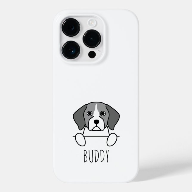 Peeking Beagle Cute Custom Name Phone Case (Back)
