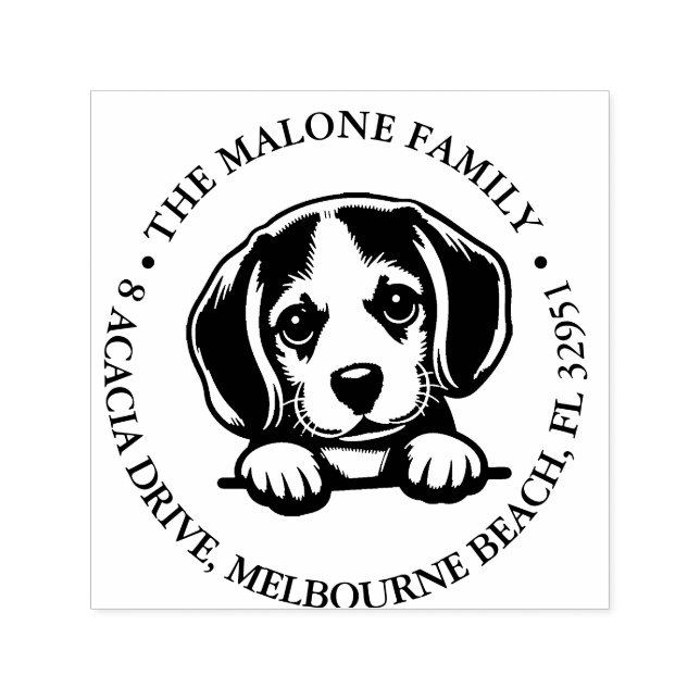 Peeking Beagle Puppy Personalised Theme  Self-inking Stamp (Design)