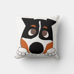 peeking bernese mountain dog tan cushion