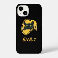 Peeking Black Cat: Big Green Eyes Feline Design