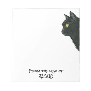 Peeking Black Cat From the Desk of Personalised Notepad