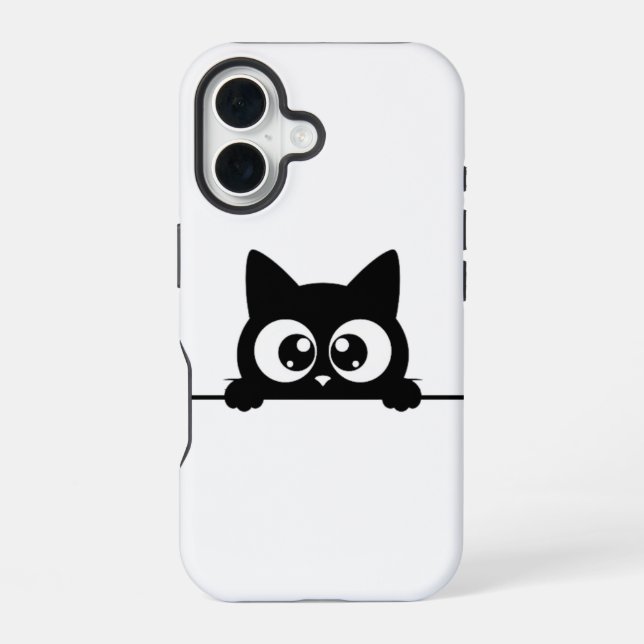 Peeking Black Cat iPhone 16 Case (Back)