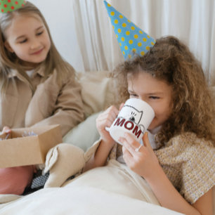 Peeking Black Cat Mom Minimalist Coffee Mug