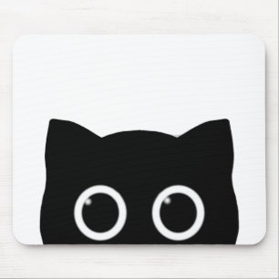 Peeking Black Cat Mouse Mat