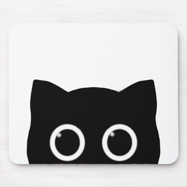Peeking Black Cat Mouse Mat (Front)