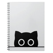 Peeking Black Cat Spiral Photo Notebook