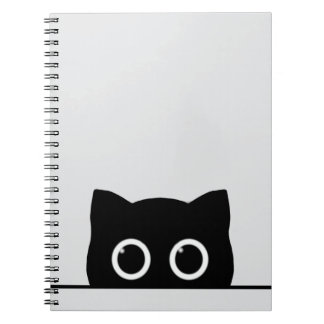 Peeking Black Cat Spiral Photo Notebook