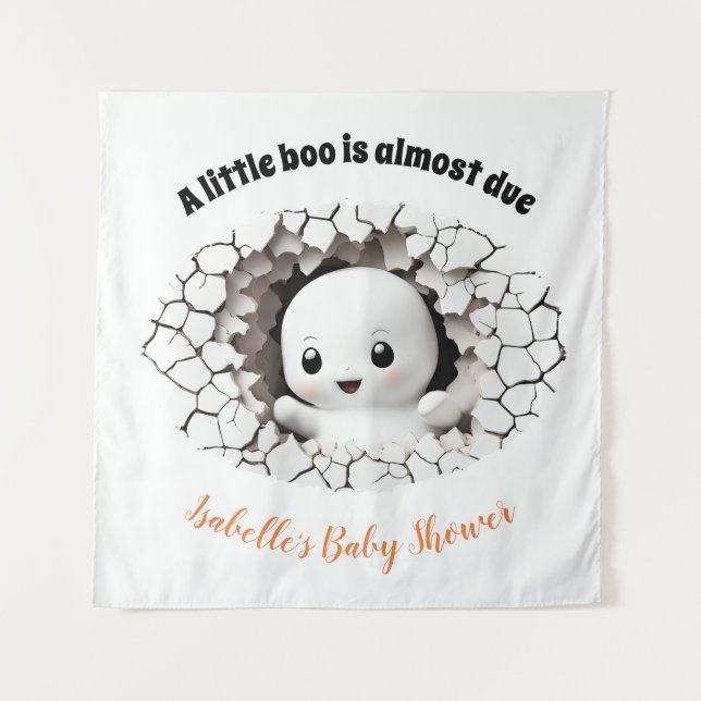 Peeking Boo Ghost Baby Shower Backdrop Tapestry (Front)