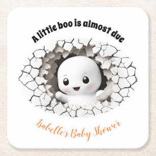 Peeking Boo Ghost Baby Shower Paper Coaster