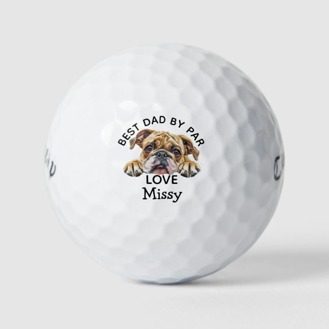 Peeking Bulldog Customise  Golf Balls (Front)
