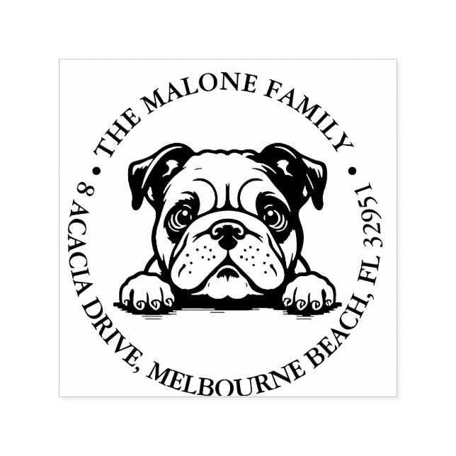 Peeking Bulldog Puppy Personalised Theme  Self-inking Stamp (Design)