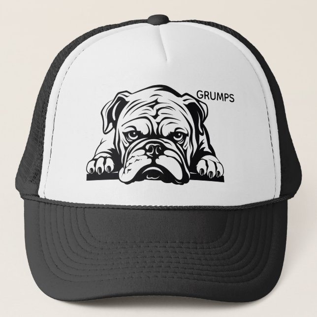 Peeking Bulldog Trucker Hat (Front)