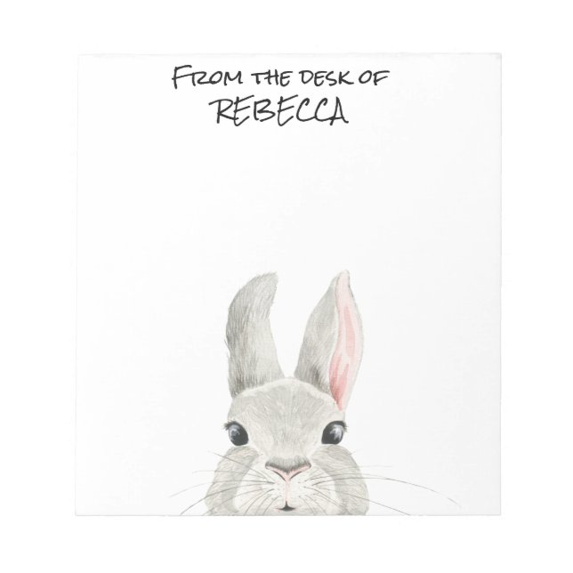 Peeking Bunny Rabbit From the Desk of Personalised Notepad (Front)