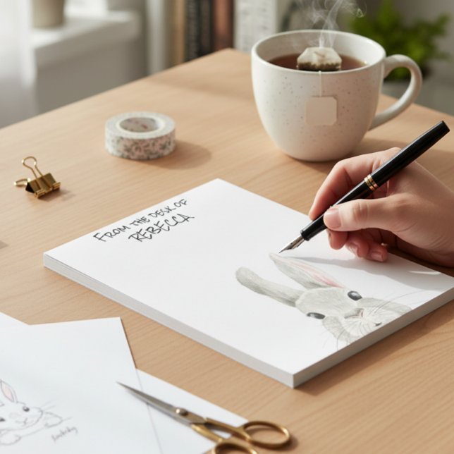 Peeking Bunny Rabbit From the Desk of Personalised Notepad (Creator Uploaded)