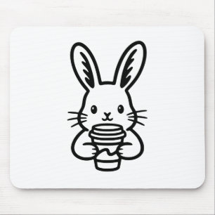 Peeking Bunny with Coffee Cup Mouse Mat
