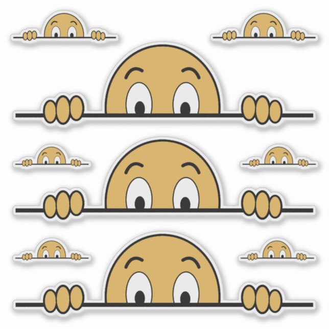 Peeking Cartoon Face Contour Cut (Front)