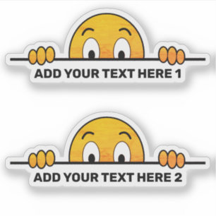 Peeking Cartoon Face Custom Text Contour Cut Orang