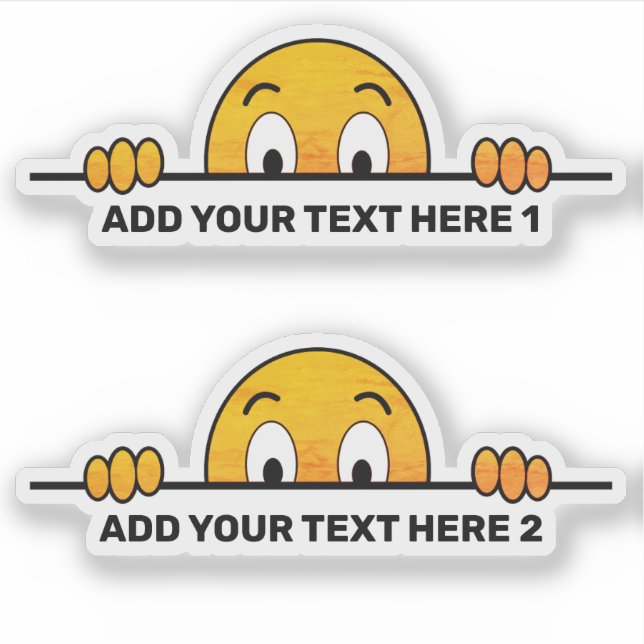 Peeking Cartoon Face Custom Text Contour Cut Orang (Front)