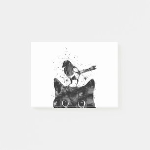 Peeking cat and Magpie Post-it Notes