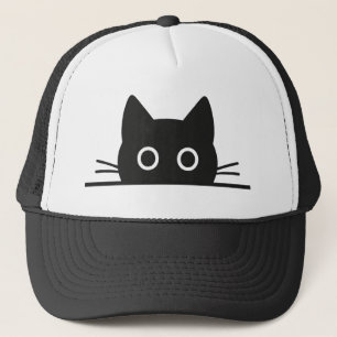 peeking cat -black cat -hidden cat trucker hat