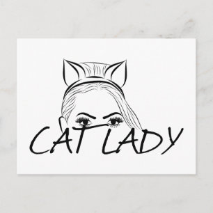 Peeking Cat Lady Postcard