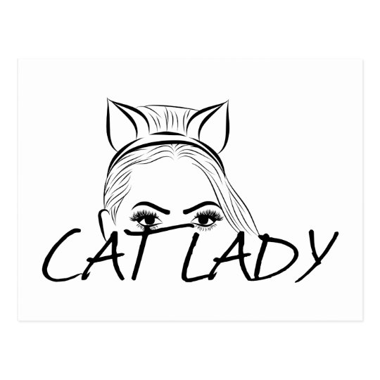 Peeking Cat Lady Postcard