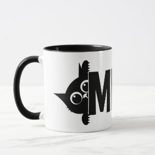 Peeking Cat Meow Design Coffee Mug