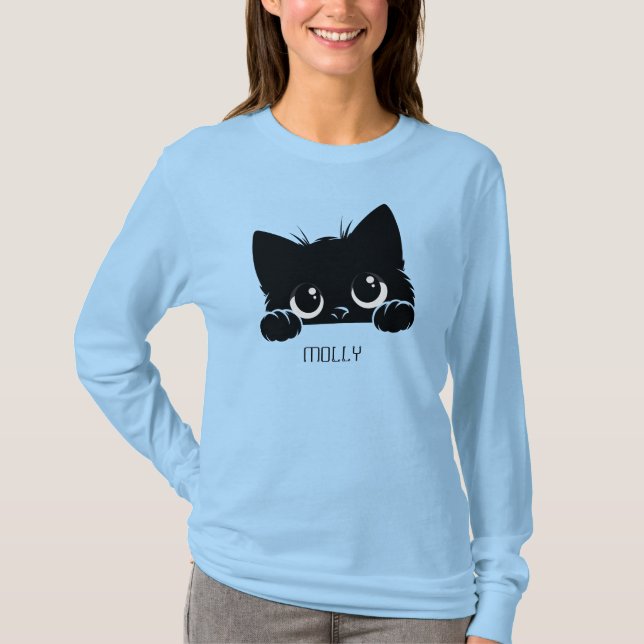 Peeking Cat Personalise T-Shirt (Front)