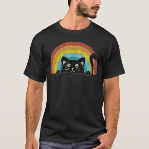 Peeking Cat Vintage Sunset Style Retro Cat 3 T-Shirt