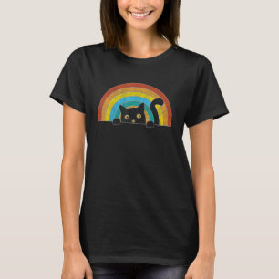 Peeking Cat Vintage Sunset Style Retro Cat 5 T-Shirt