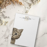 Peeking Cat Watercolor Monogram Name  Notepad<br><div class="desc">This design may be personalised in the area provided by changing the photo and/or text. Or it can be customised by clicking Personalise this Template and then choosing the click to customise further option and delete or change the colour of the background, add text, change the text colour or style,...</div>