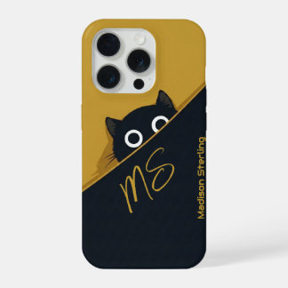 Peeking Cat Yellow Green iPhone Case