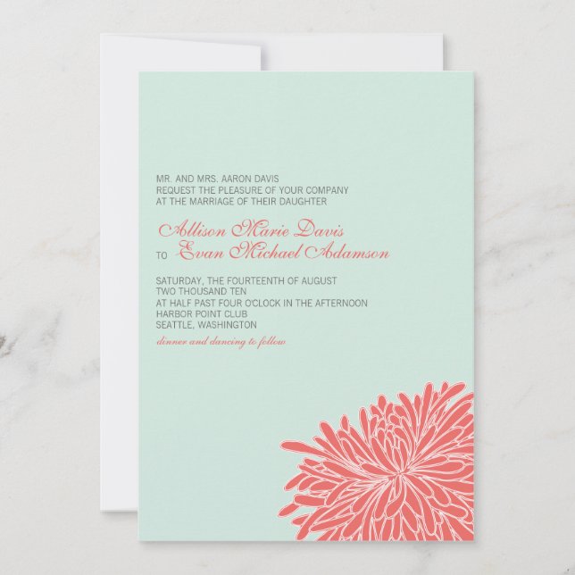 Peeking Chrysanthemum Wedding Invitation (Front)