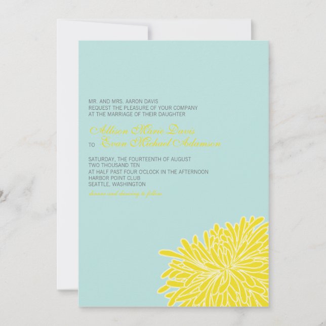 Peeking Chrysanthemum Wedding Invitation (Front)