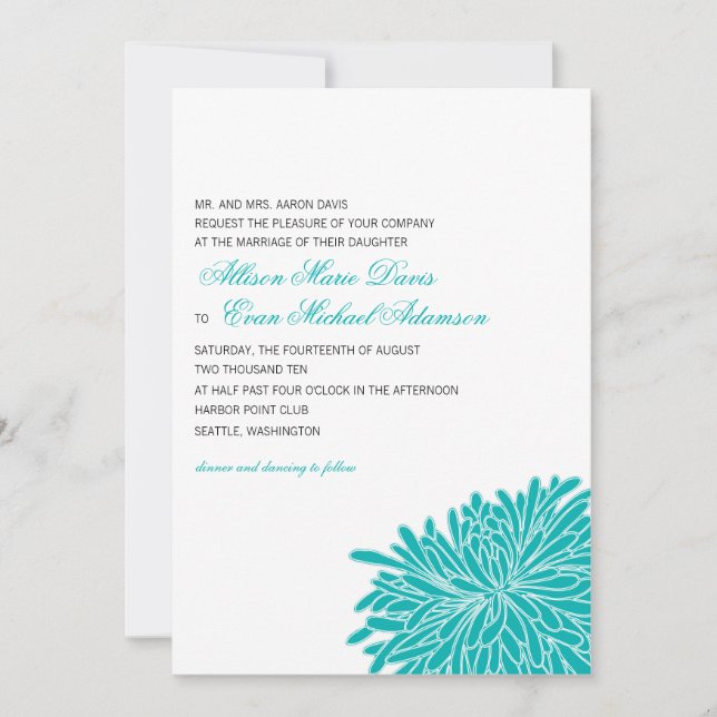 Peeking Chrysanthemum Wedding Invitation (Front)