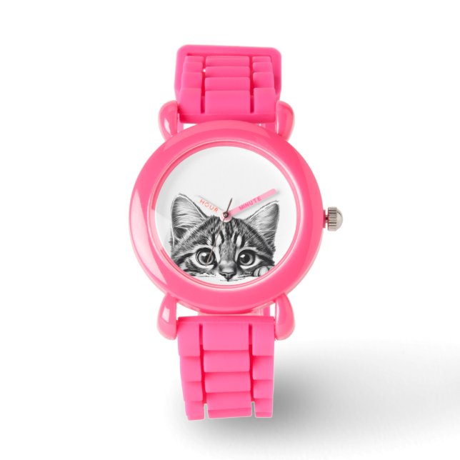 Peeking Cute Cat Kitten  Watch (Front)