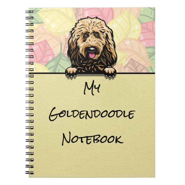 Peeking Cute Goldendoodle notebook (Front)