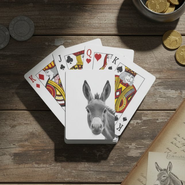 Peeking Donkey Cute   Playing Cards (Creator Uploaded)