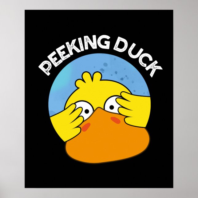 Peeking Duck Funny Animal Chinese Dish Pun Dark BG Poster (Front)