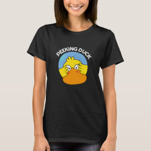 Peeking Duck Funny Animal Chinese Dish Pun Dark BG T-Shirt