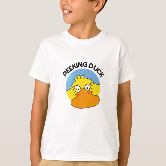 Peeking Duck Funny Animal Chinese Dish Pun  T-Shirt (Front)