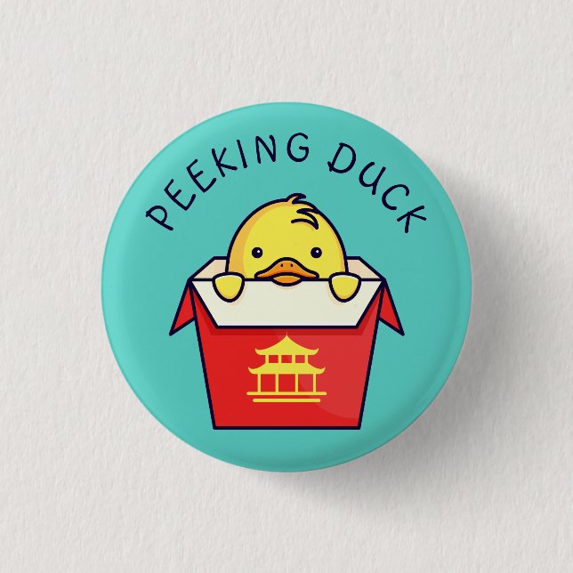 Peeking Duck Pun 3 Cm Round Badge (Front)