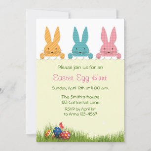 Peeking Easter Bunnies, Egg Hunt Invitation