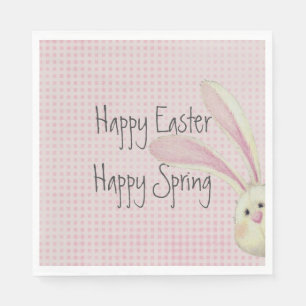 Peeking Easter Bunny On Gingham Napkin